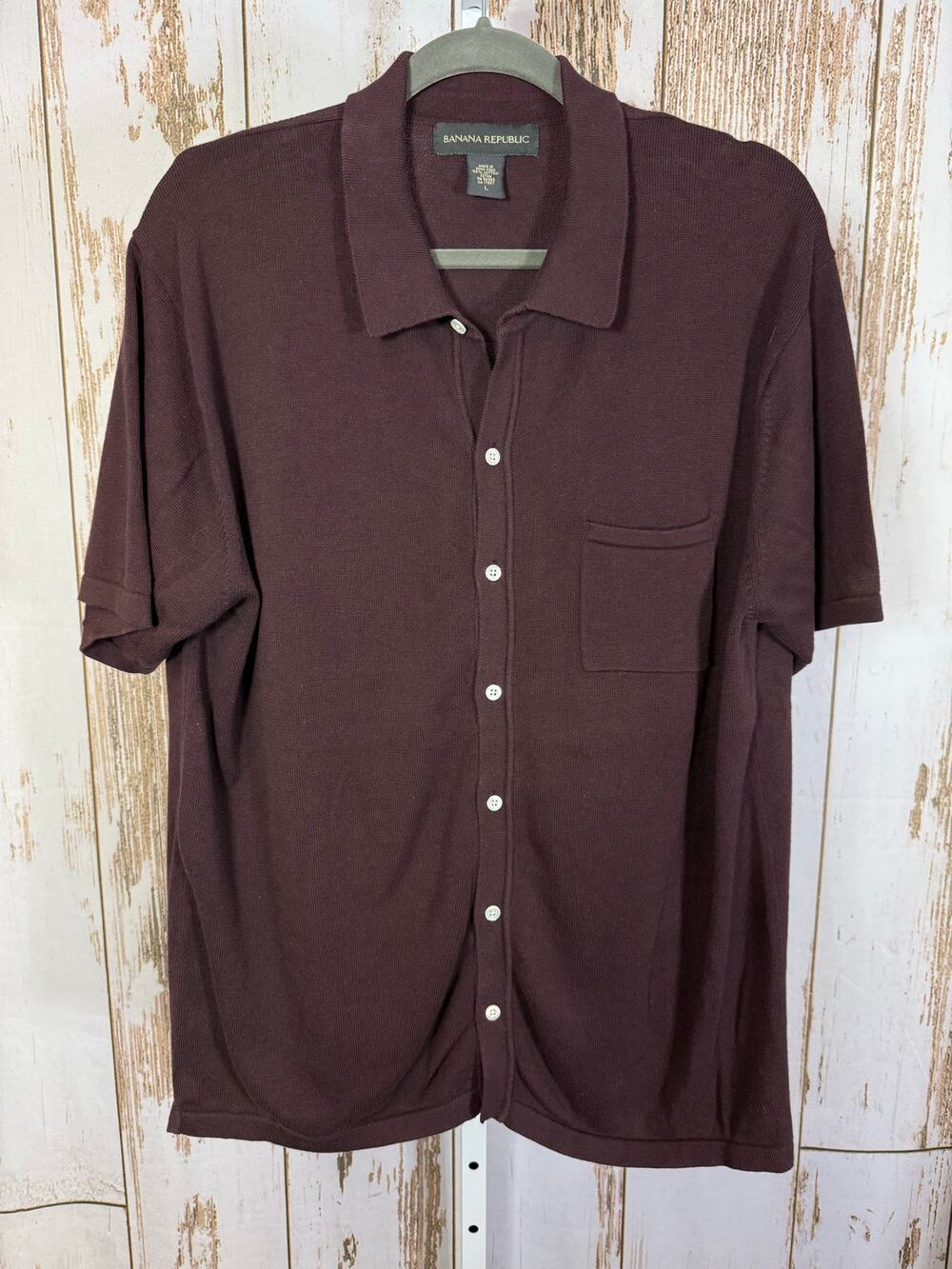 Banana Republic, Cotton Knit Button Up Shirt. Size Large. Good used condition!